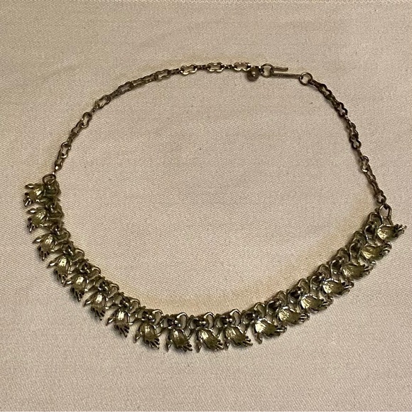 Vintage necklace, silver tone with black stones and rhinestones - Picture 3 of 4